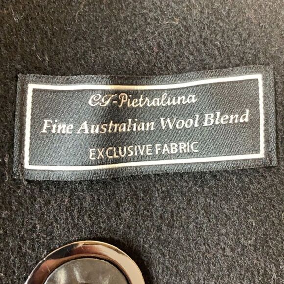 Kristen Blake Black Fine Australian Wool Blend Funnel Neck Pea Coat Size Small - Picture 6 of 13